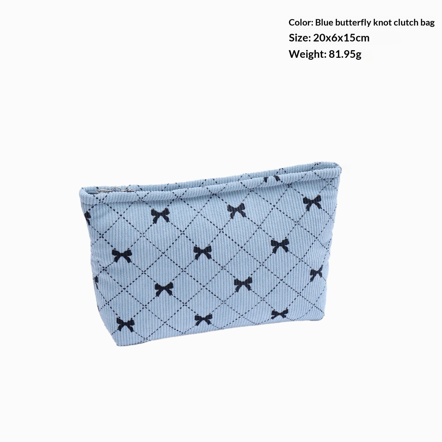 Corduroy Bow-Knot Makeup Bag - Large Capacity Cosmetic Organizer with Zipper