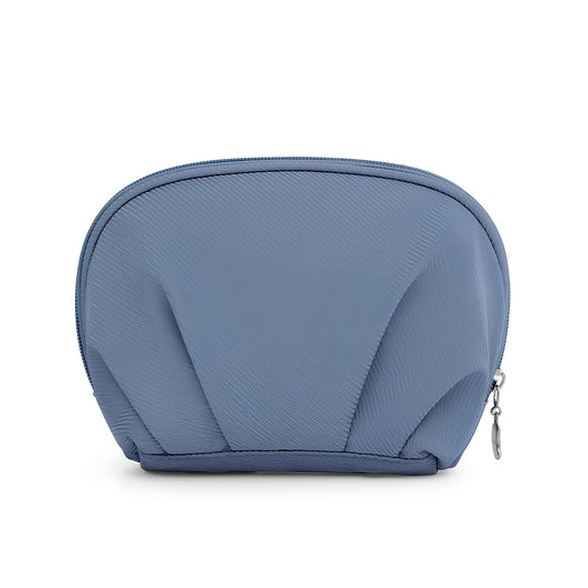 E-Tree Makeup Bag Half Moon Cosmetic Pouch Travel Toiletry Organizer Blue