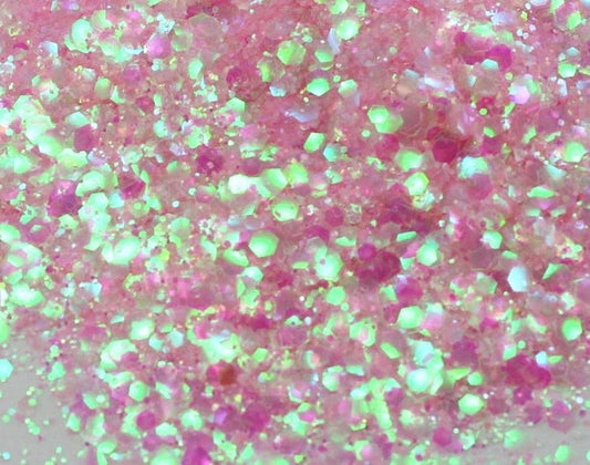 BUBBLEBATH (White/Pink) Iridescent Chunky Glamdoll Glitter