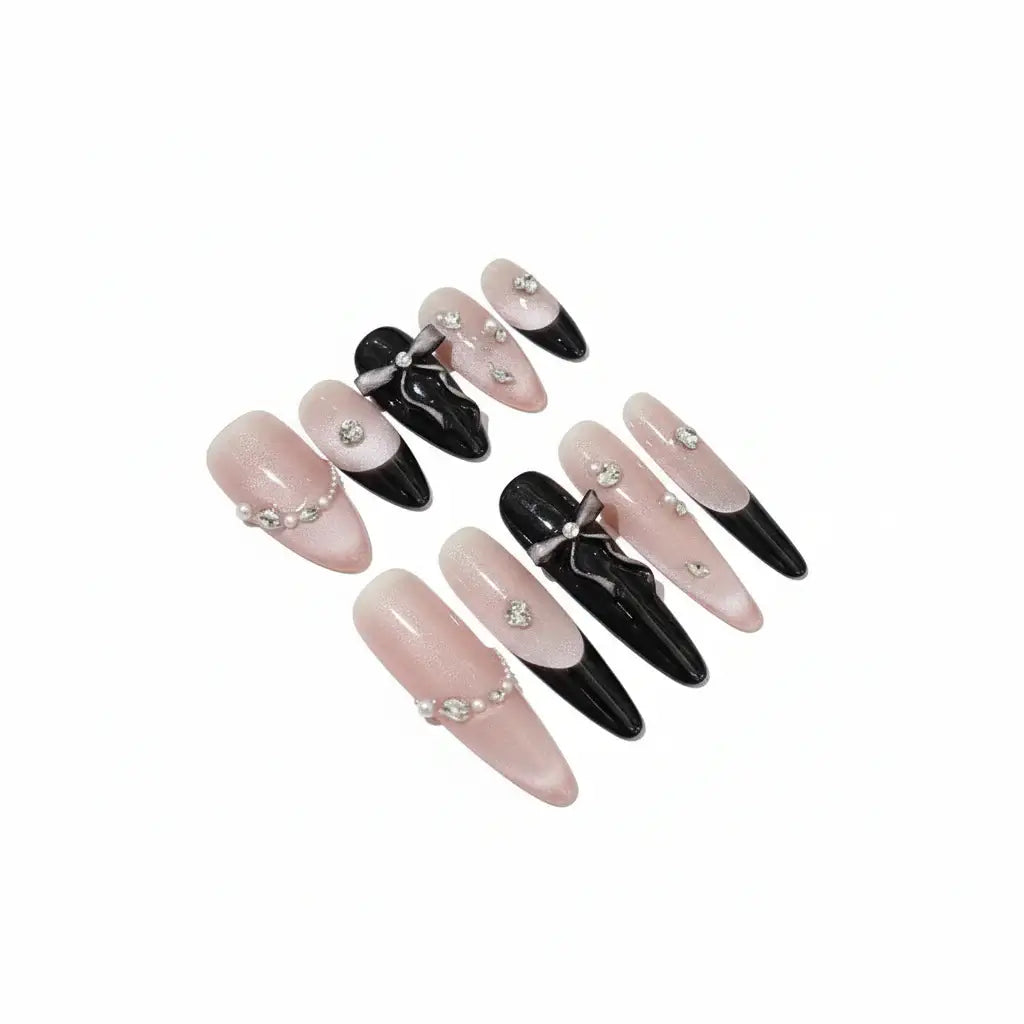Pink Purple Cat Eye Press On Nails