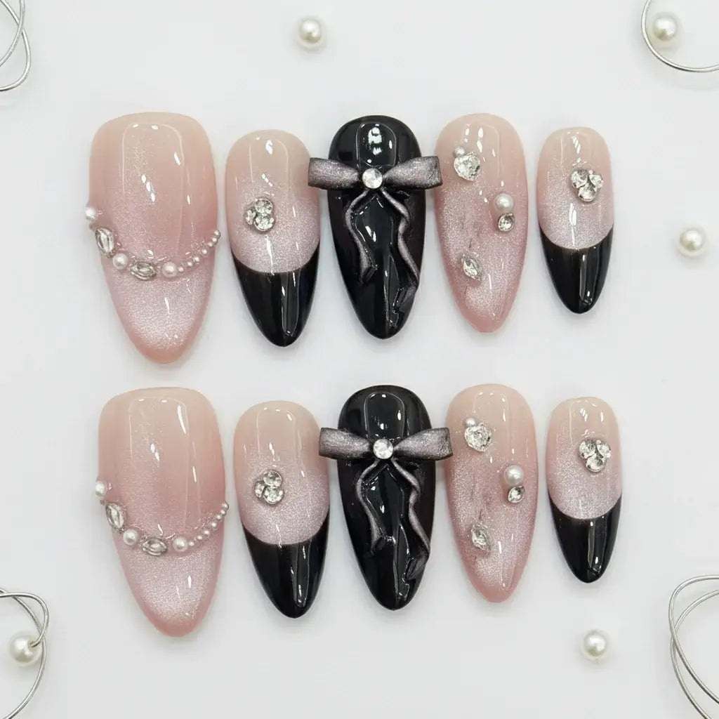 Pink Purple Cat Eye Press On Nails