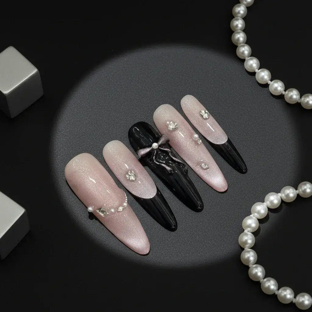 Pink Purple Cat Eye Press On Nails