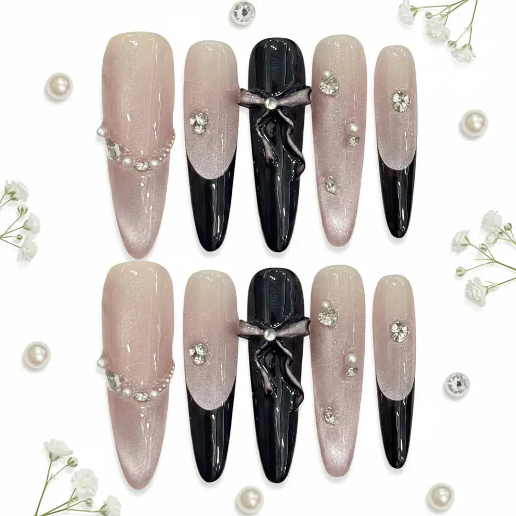 Pink Purple Cat Eye Press On Nails