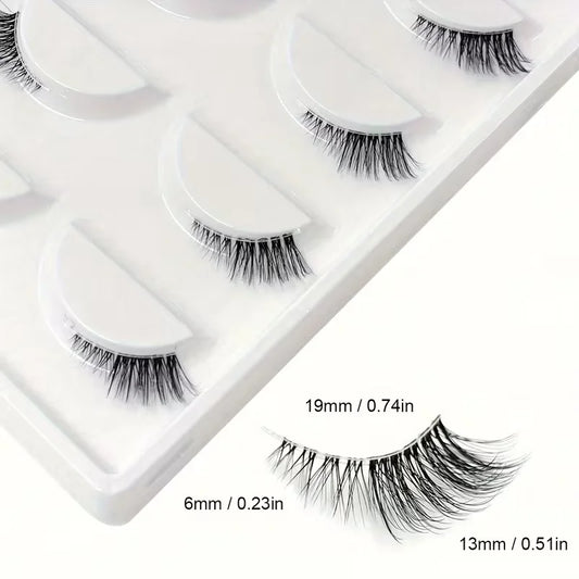 Natural Look Curly Half Lashes | 5 Pairs for Volume and Definition