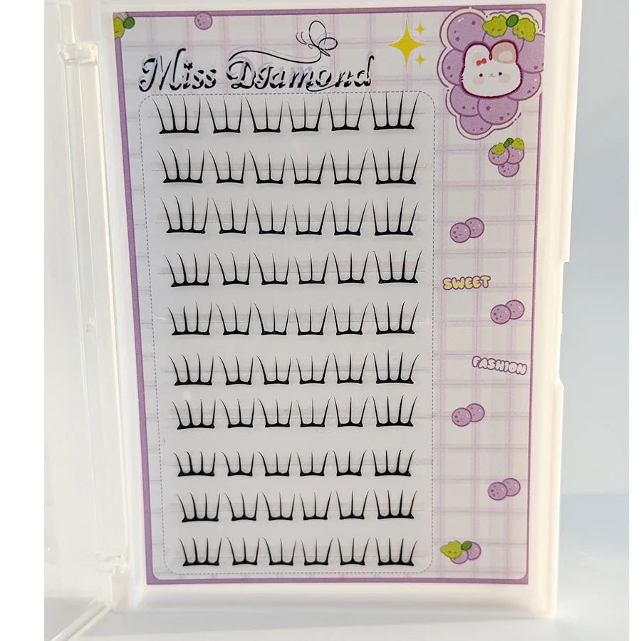10 Rows Dense Natural False Eyelashes Segmented Glue-free Eyelash Extension | Lightly Curling Eyelash Cluster