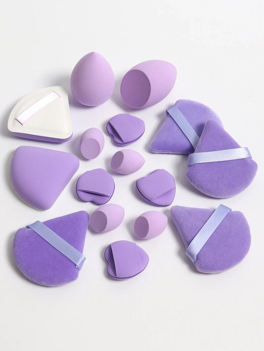 Cat Powder Cotton Candy 16-Piece Makeup Sponge Set | Soft Polyurethane Cosmetic Puffs