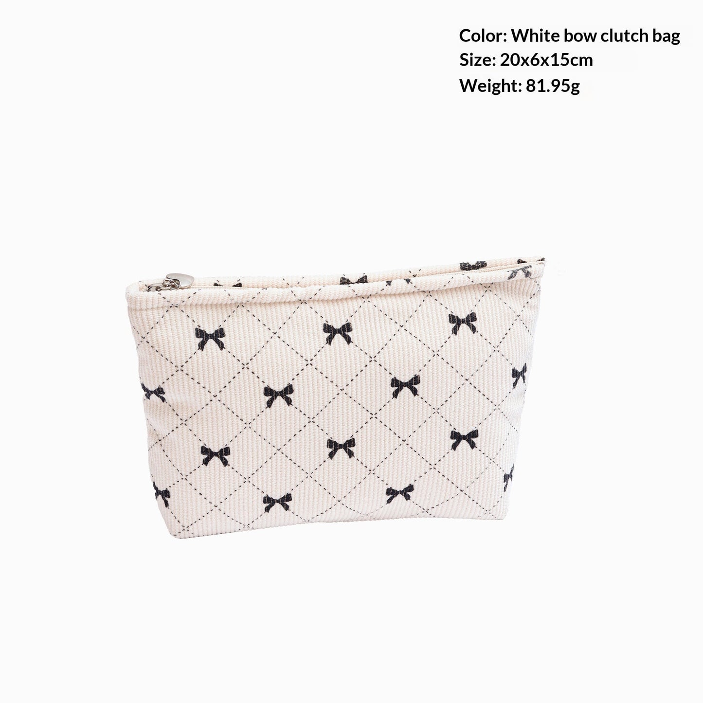Corduroy Bow-Knot Makeup Bag - Large Capacity Cosmetic Organizer with Zipper